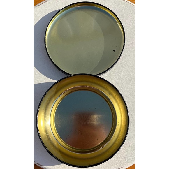 Hand-painted Black Floral lacquer box Vintage Tin Tole Trinket Bowl with Cover - Picture 7 of 10